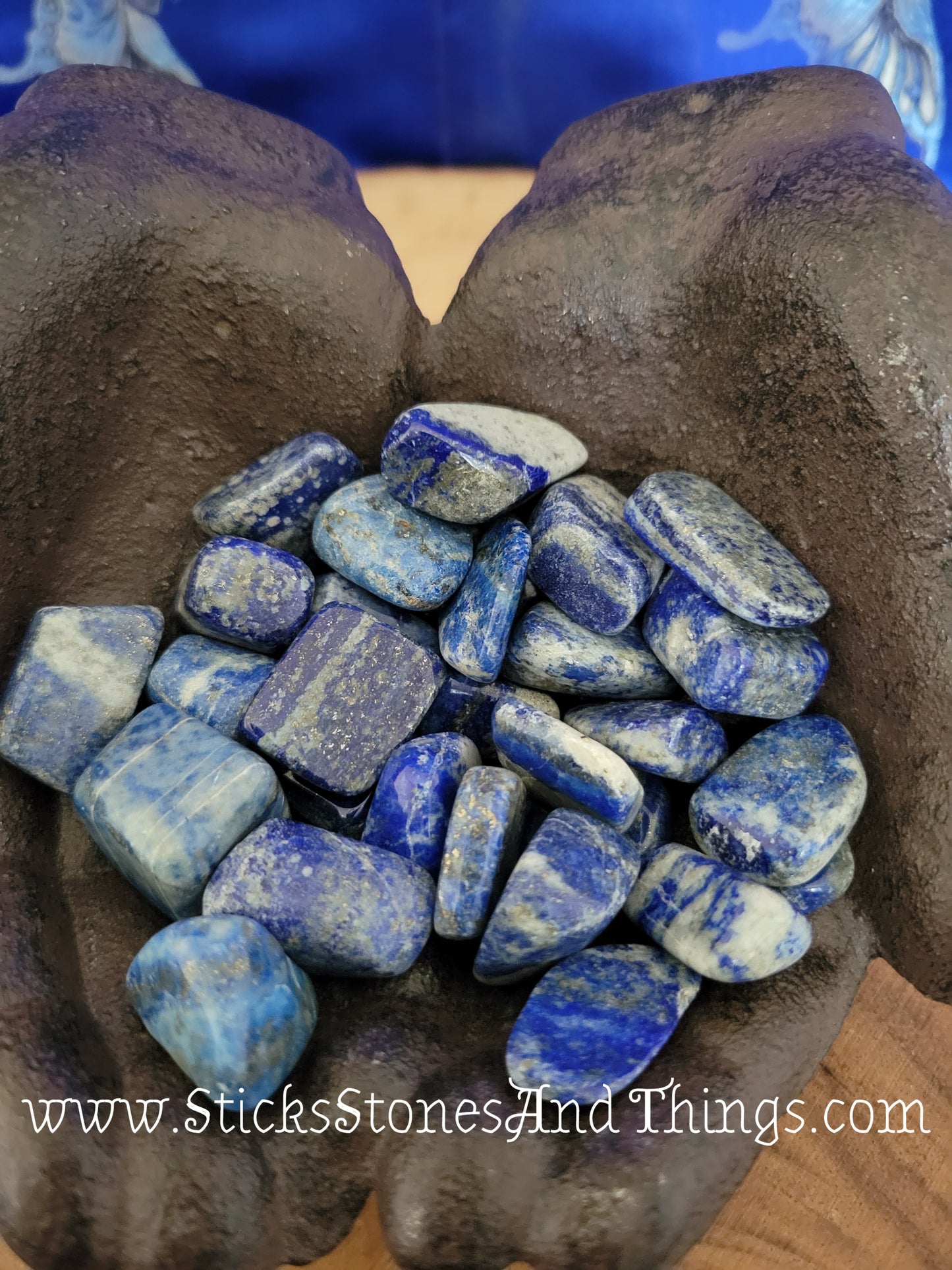 Lapis Lazuli tumbled stone (A-B Grade) .75-1 inch