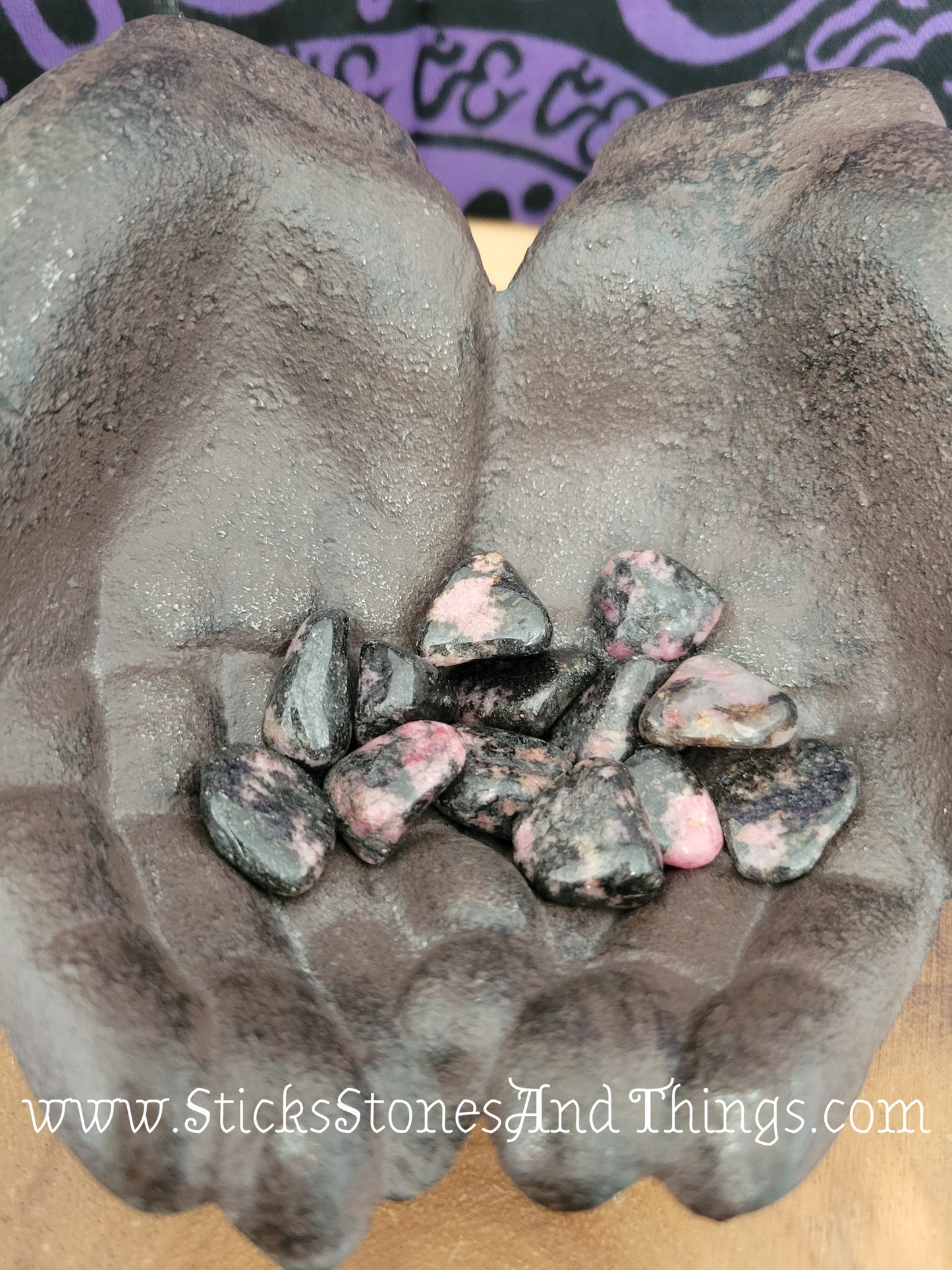 Rhodonite tumbled stone .75-1 inch