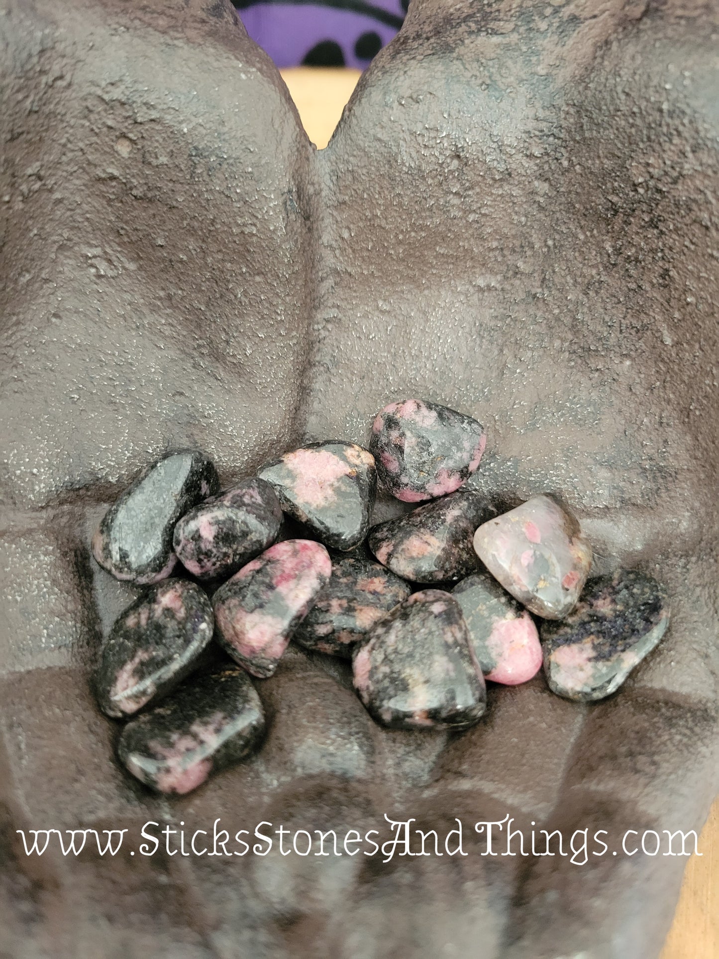 Rhodonite tumbled stone .75-1 inch