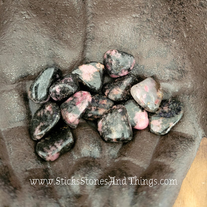 Rhodonite tumbled stone .75-1 inch