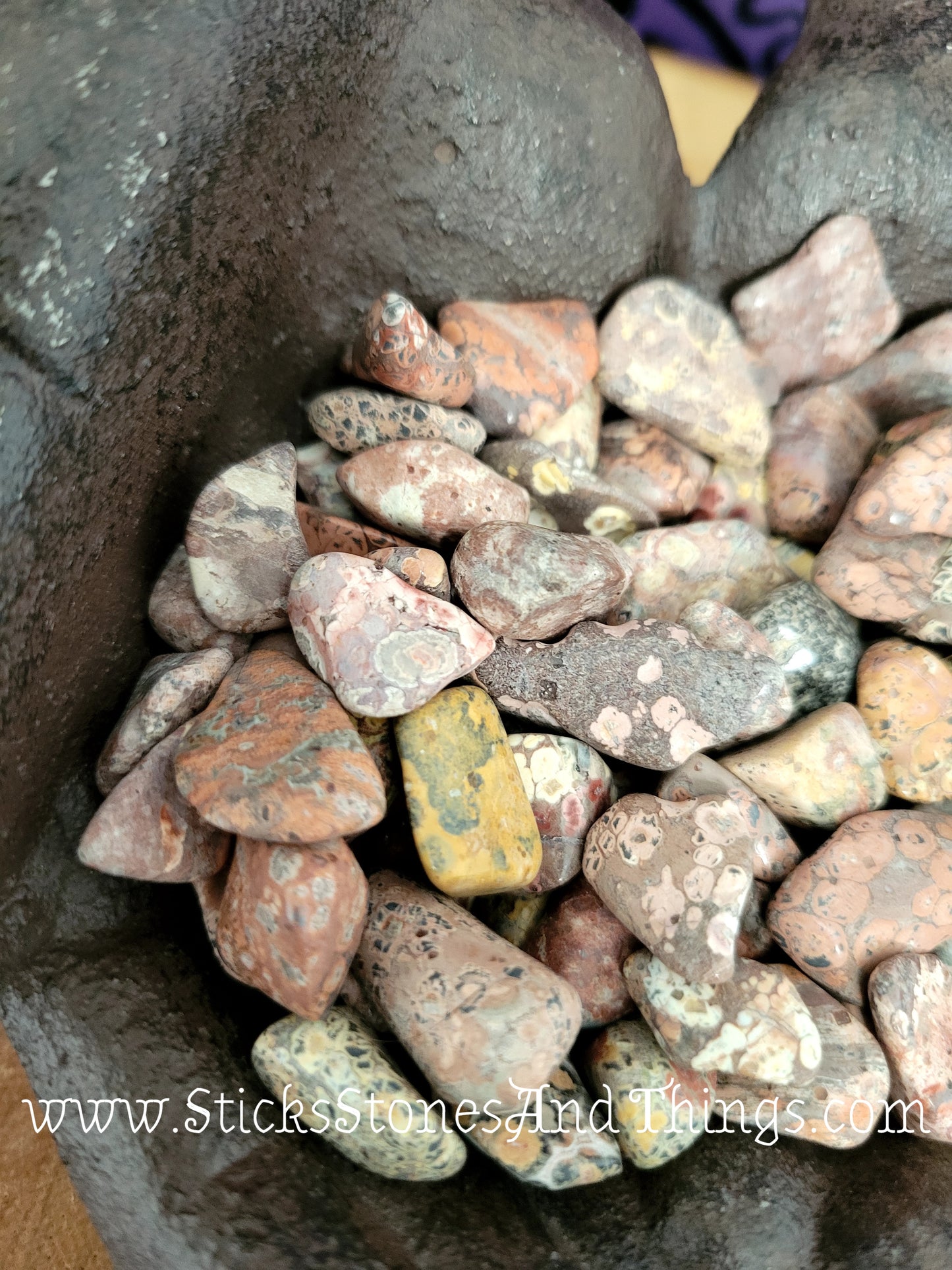 Leopard Skin Jasper tumbled stone .5-.75 inch