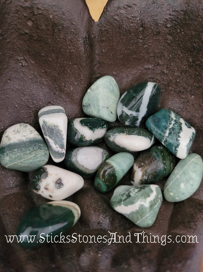 Green Sardonyx tumbled stone .75 inch