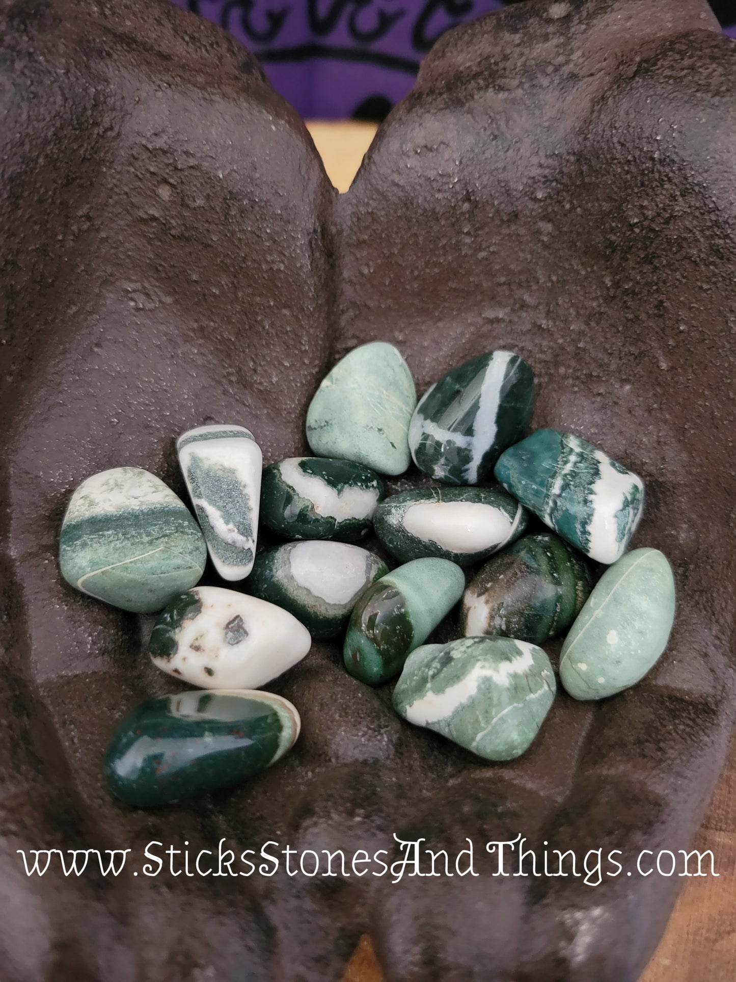 Green Sardonyx tumbled stone .75 inch