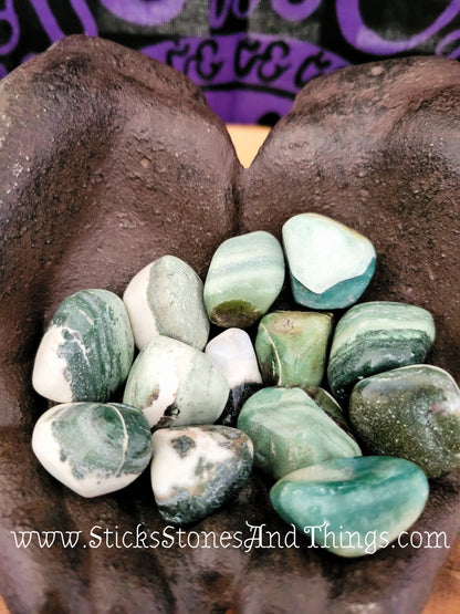 Green Sardonyx tumbled stone 1 inch