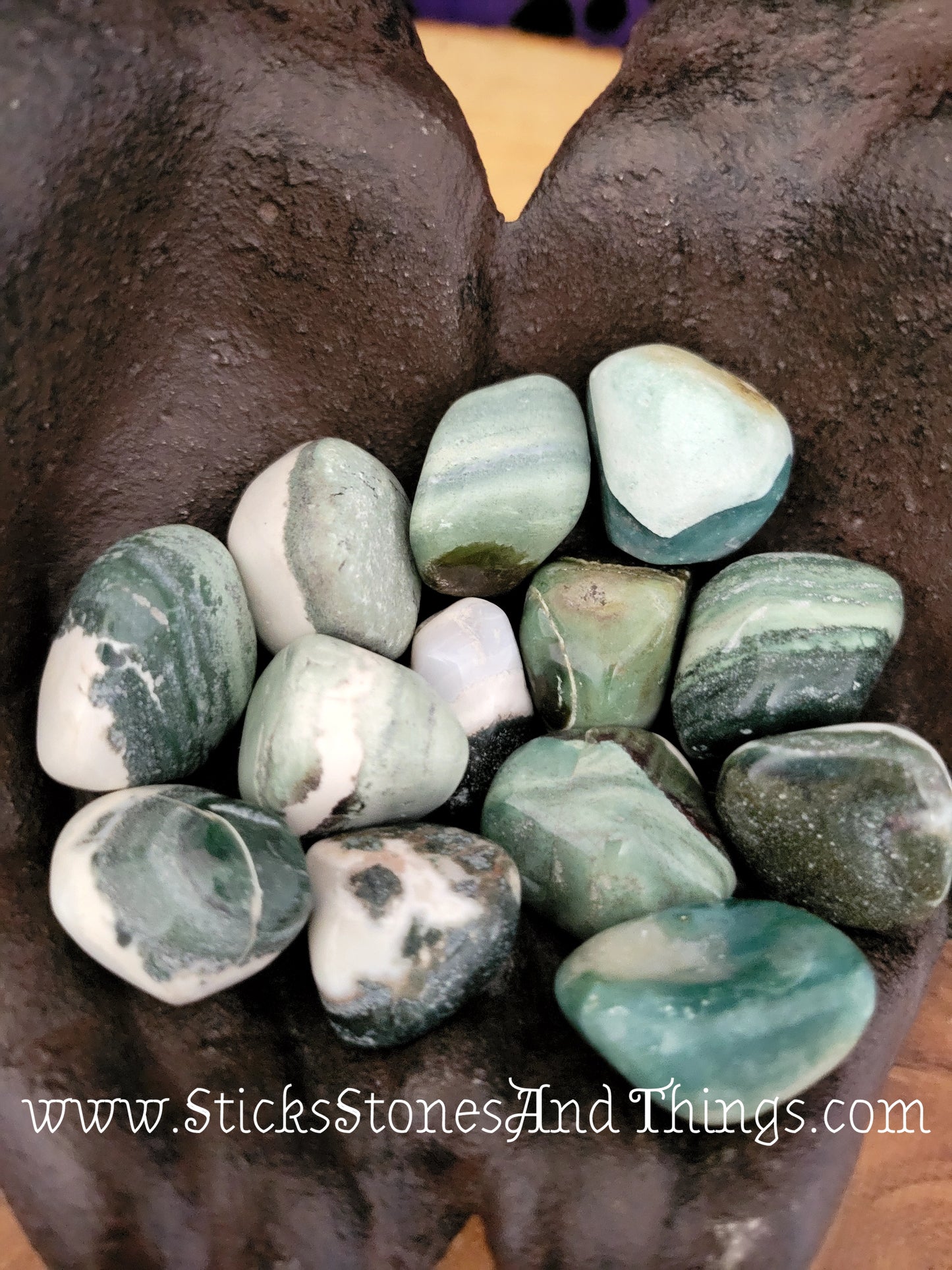 Green Sardonyx tumbled stone 1 inch