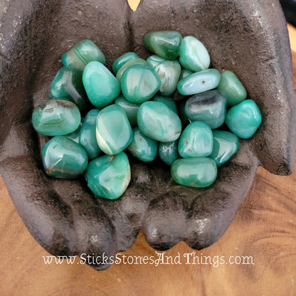 Green Agate tumbled stone .75 inch