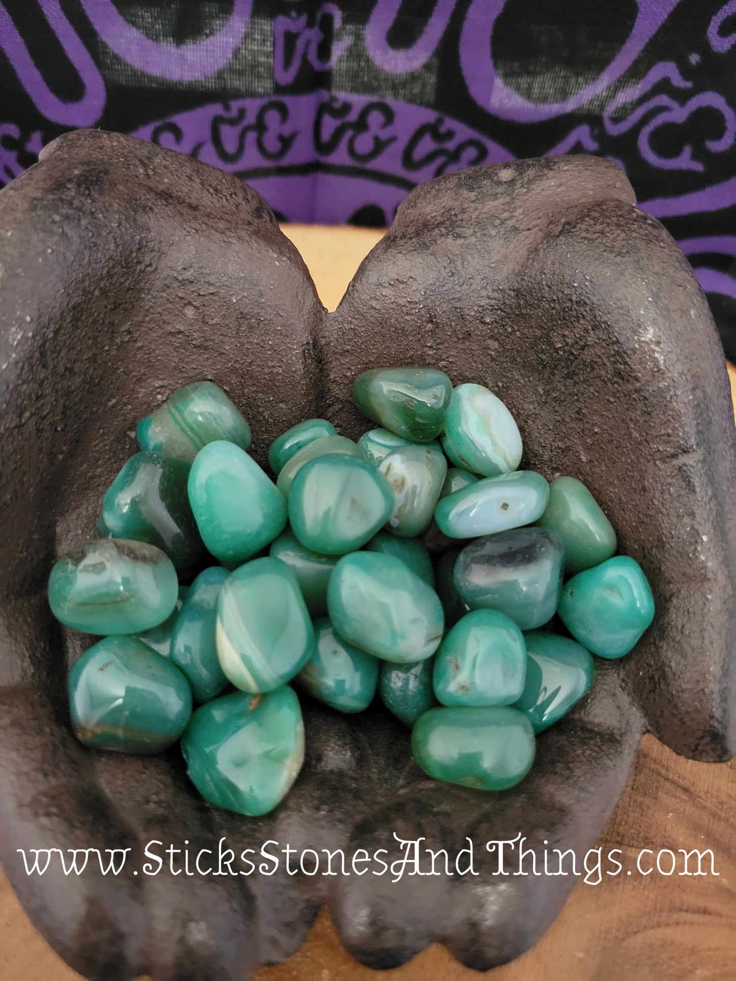 Green Agate tumbled stone .75 inch