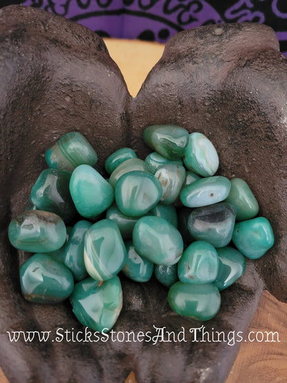 Green Agate tumbled stone .75 inch