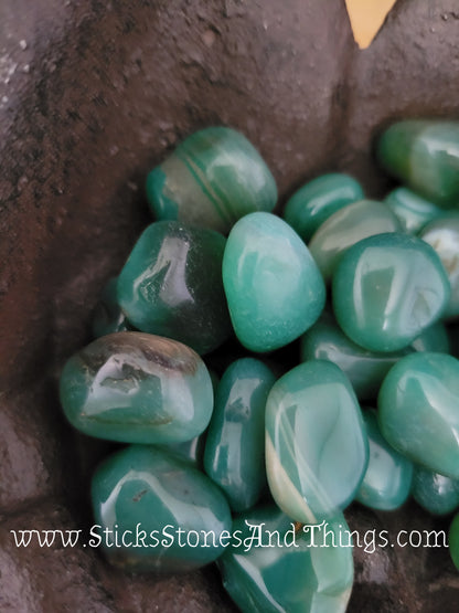 Green Agate tumbled stone .75 inch