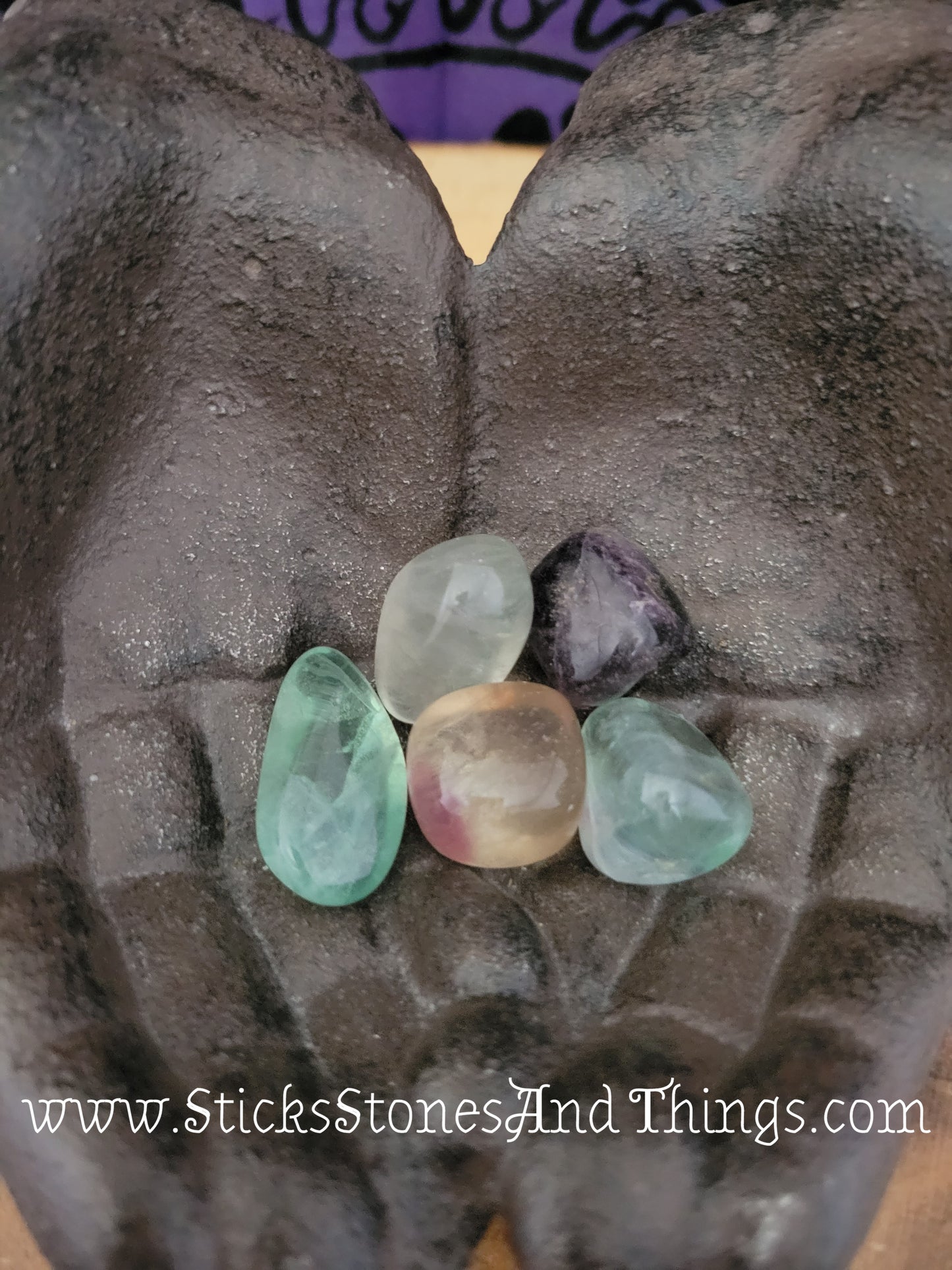 Rainbow Fluorite tumbles stone 1-1.25 inches