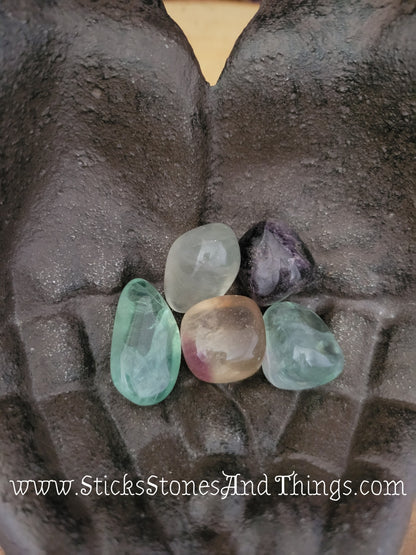 Rainbow Fluorite tumbles stone 1-1.25 inches