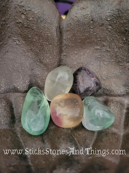 Rainbow Fluorite tumbles stone 1-1.25 inches