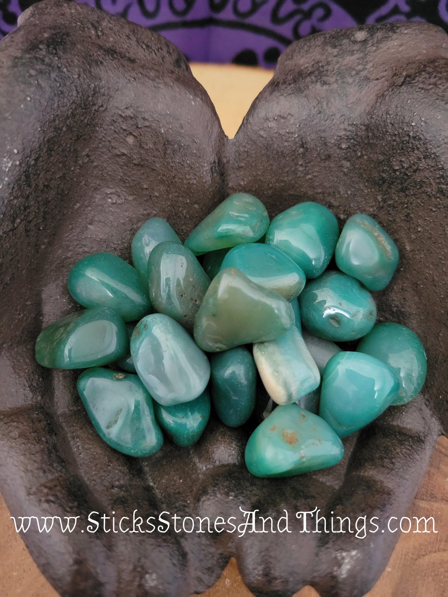 Green Agate tumbled stone 1 inch