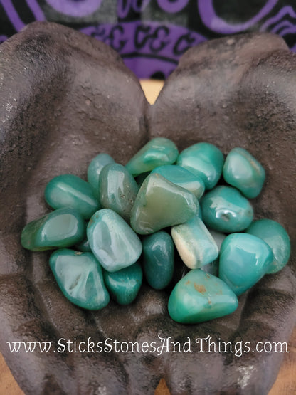 Green Agate tumbled stone 1 inch