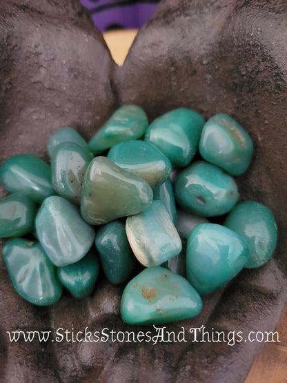 Green Agate tumbled stone 1 inch