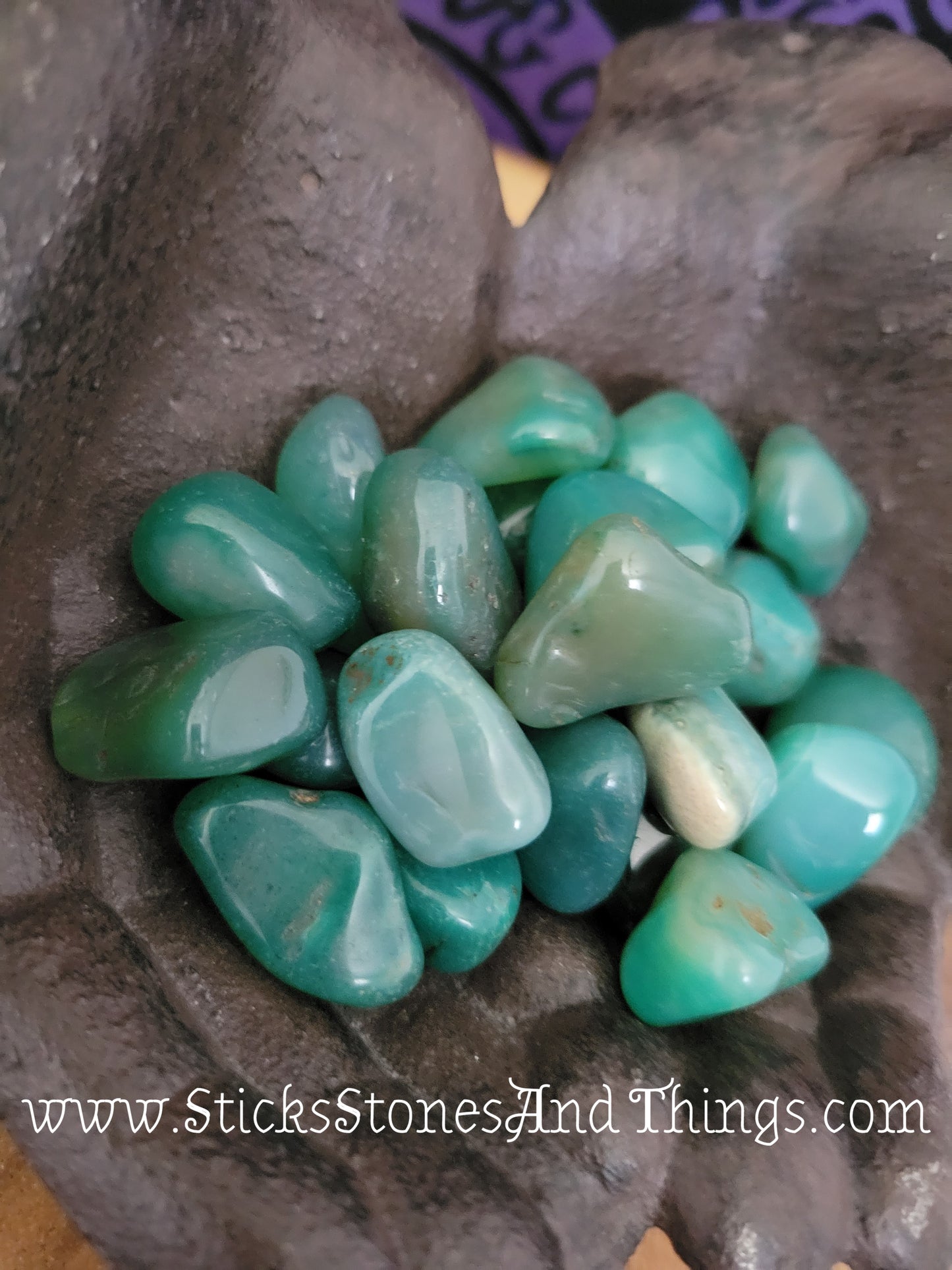 Green Agate tumbled stone 1 inch