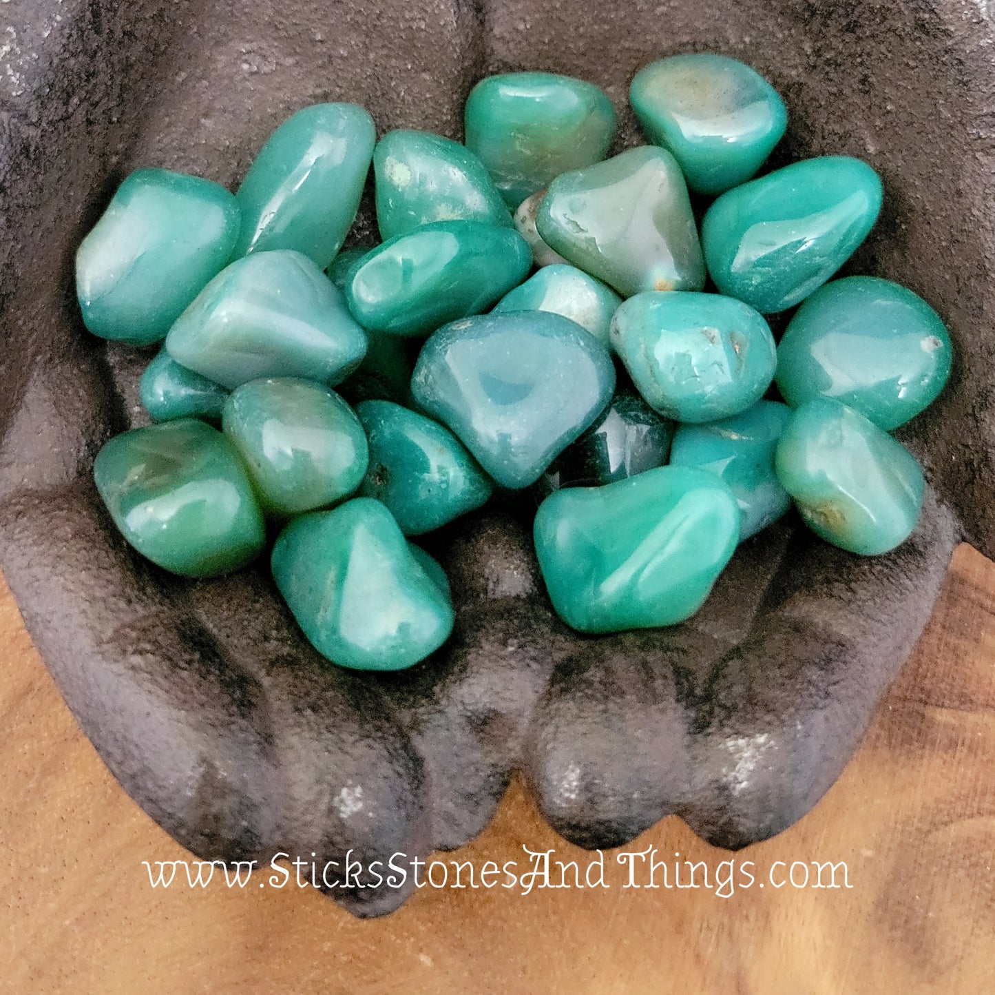 Green Agate tumbled stone 1 inch