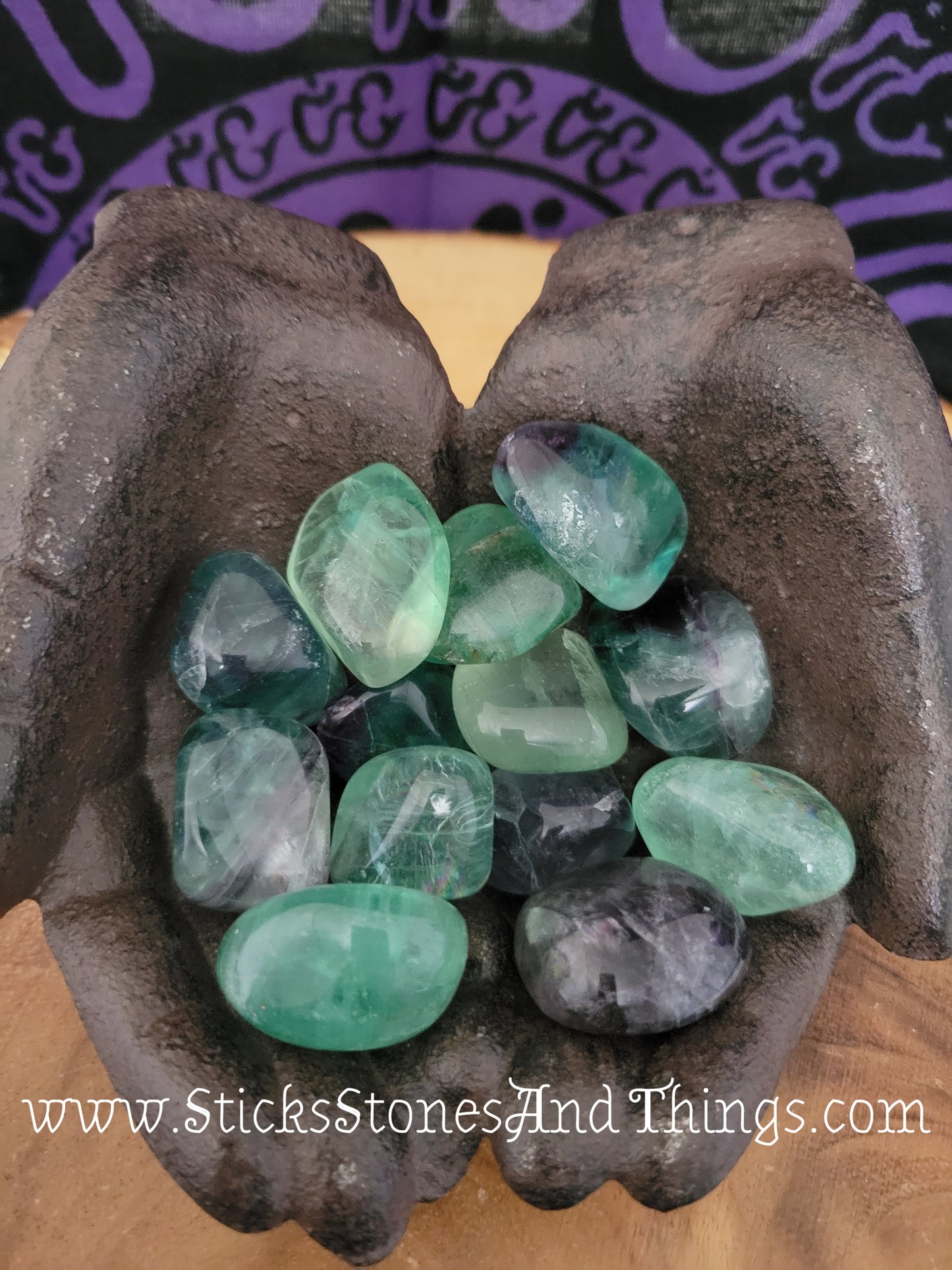 Rainbow Fluorite tumbles stone 1.25 inches