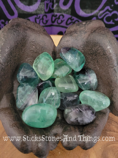 Rainbow Fluorite tumbles stone 1.25 inches