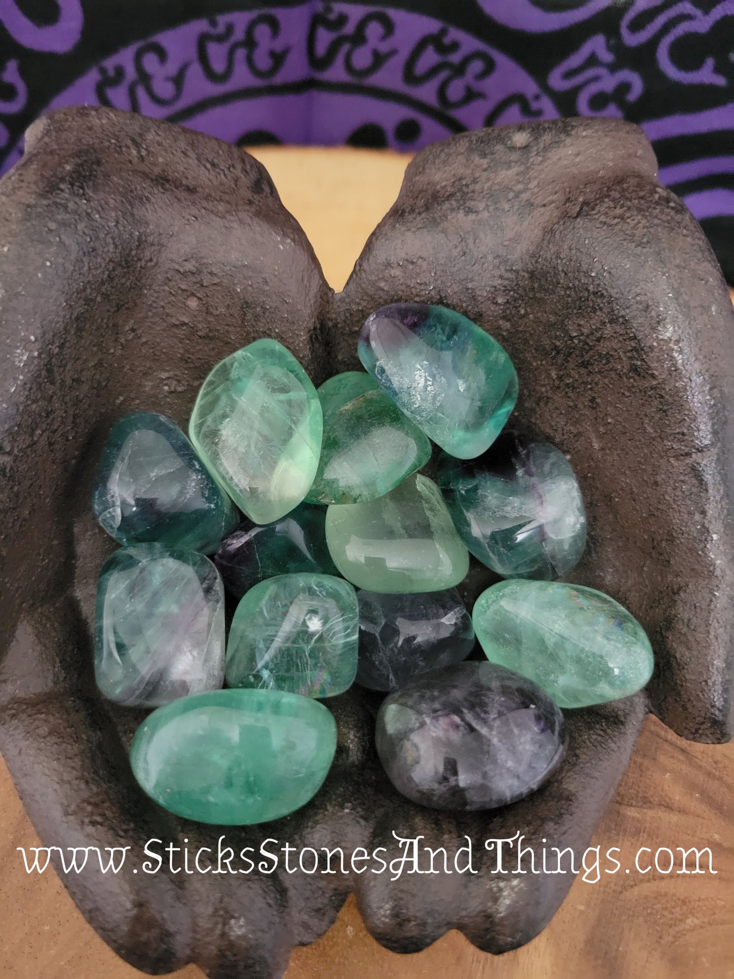 Rainbow Fluorite tumbles stone 1.25 inches