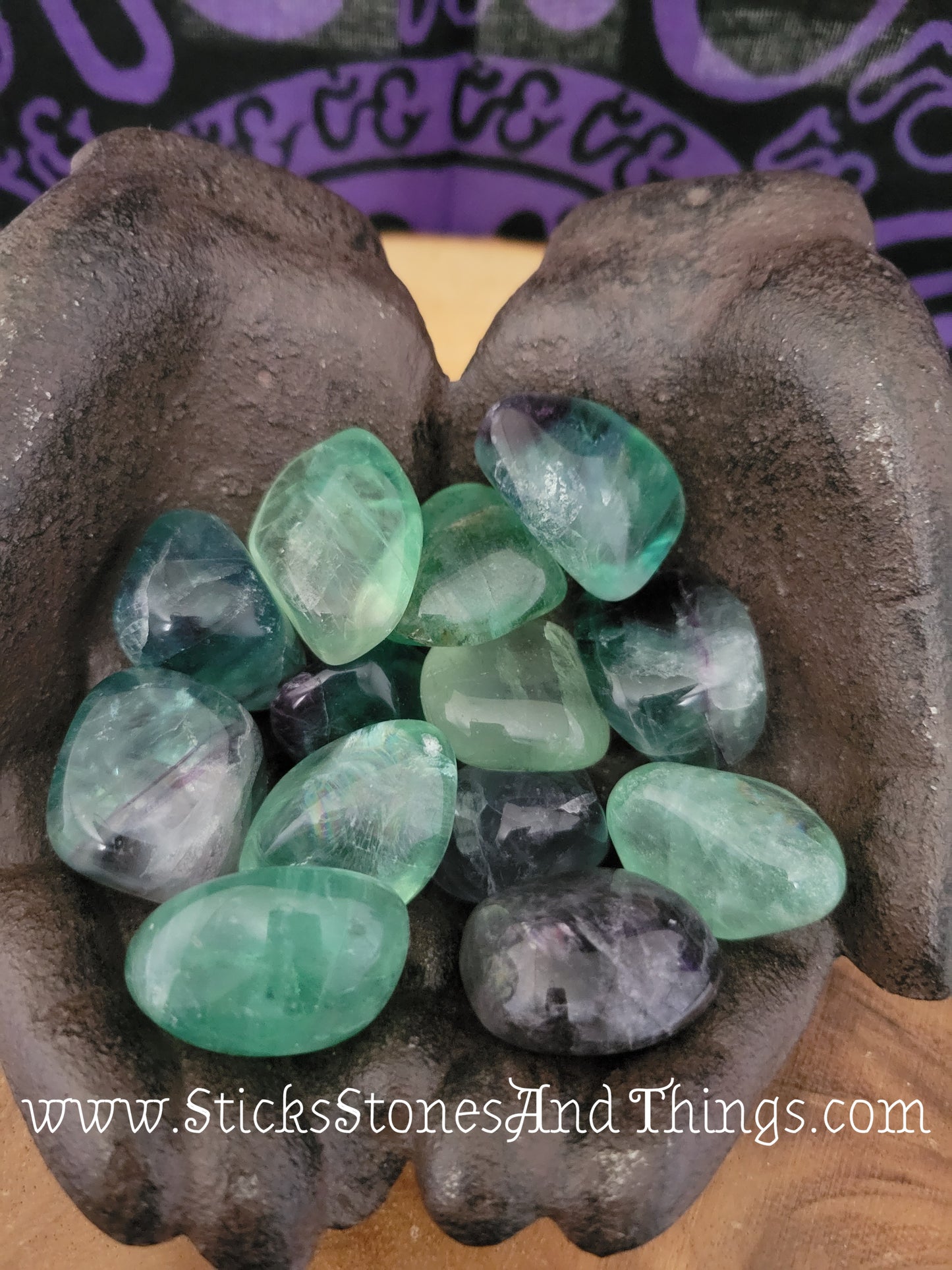 Rainbow Fluorite tumbles stone 1.25 inches