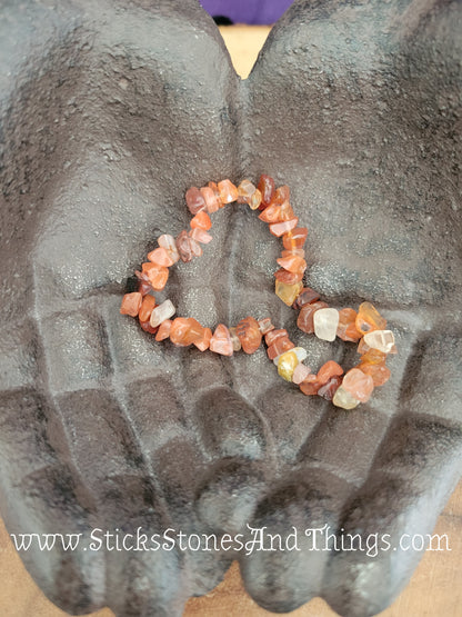 Carnelian Chip Bead Bracelets 7 inches