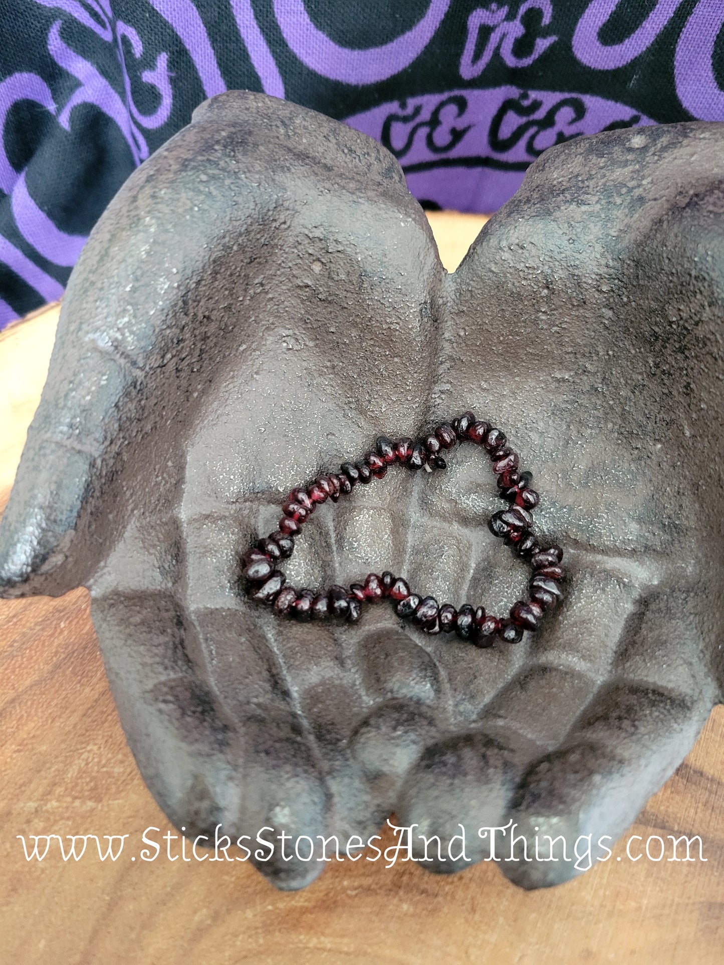 Garnet Bead Bracelet 6.5 inches