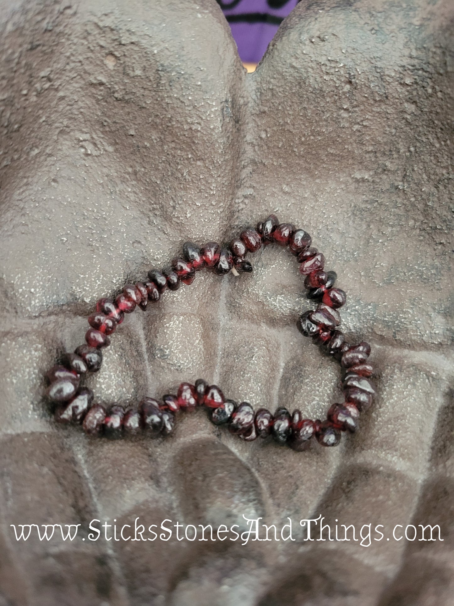 Garnet Bead Bracelet 6.5 inches