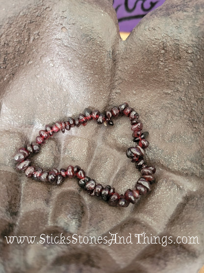 Garnet Bead Bracelet 6.5 inches