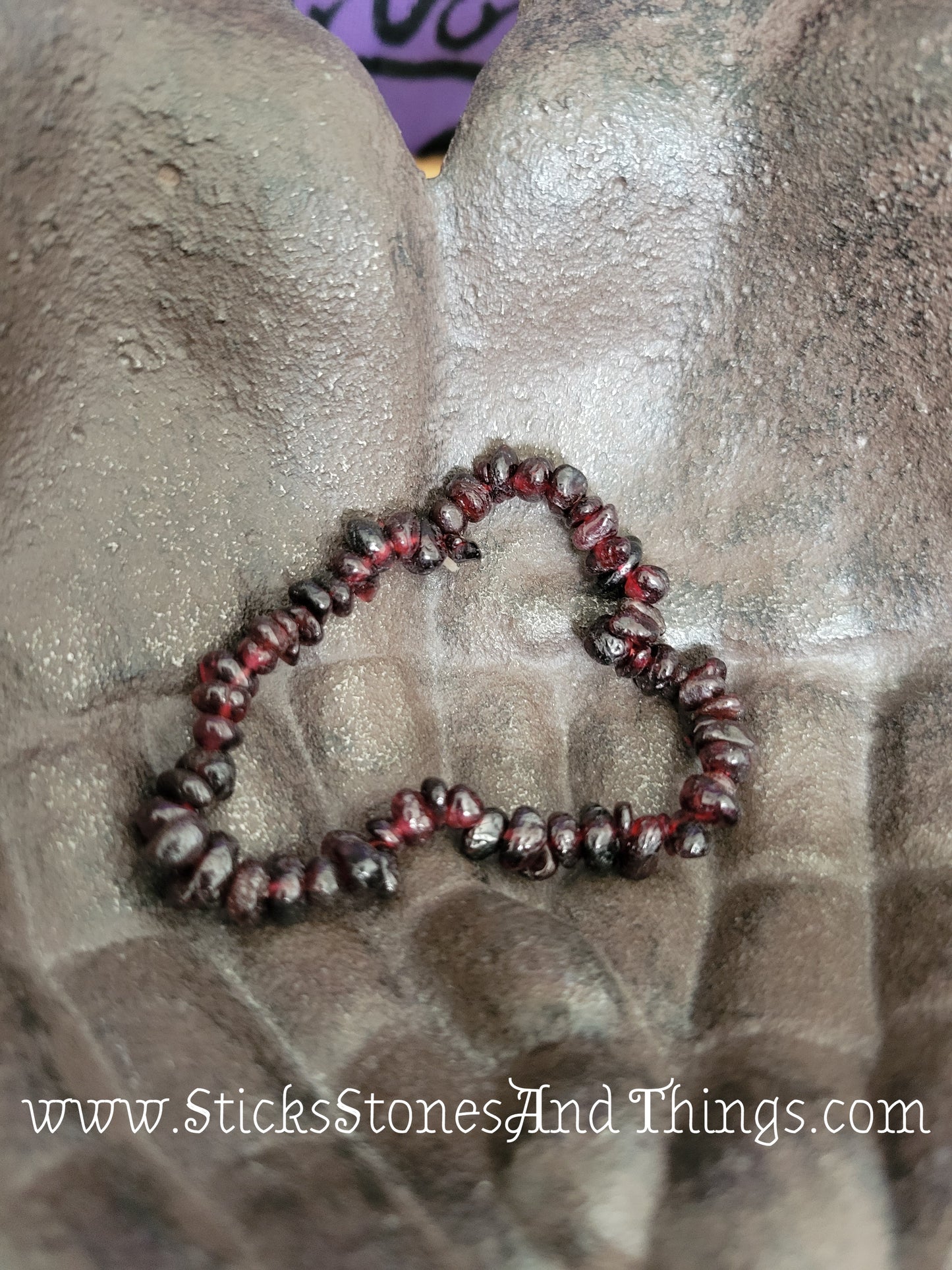 Garnet Bead Bracelet 6.5 inches