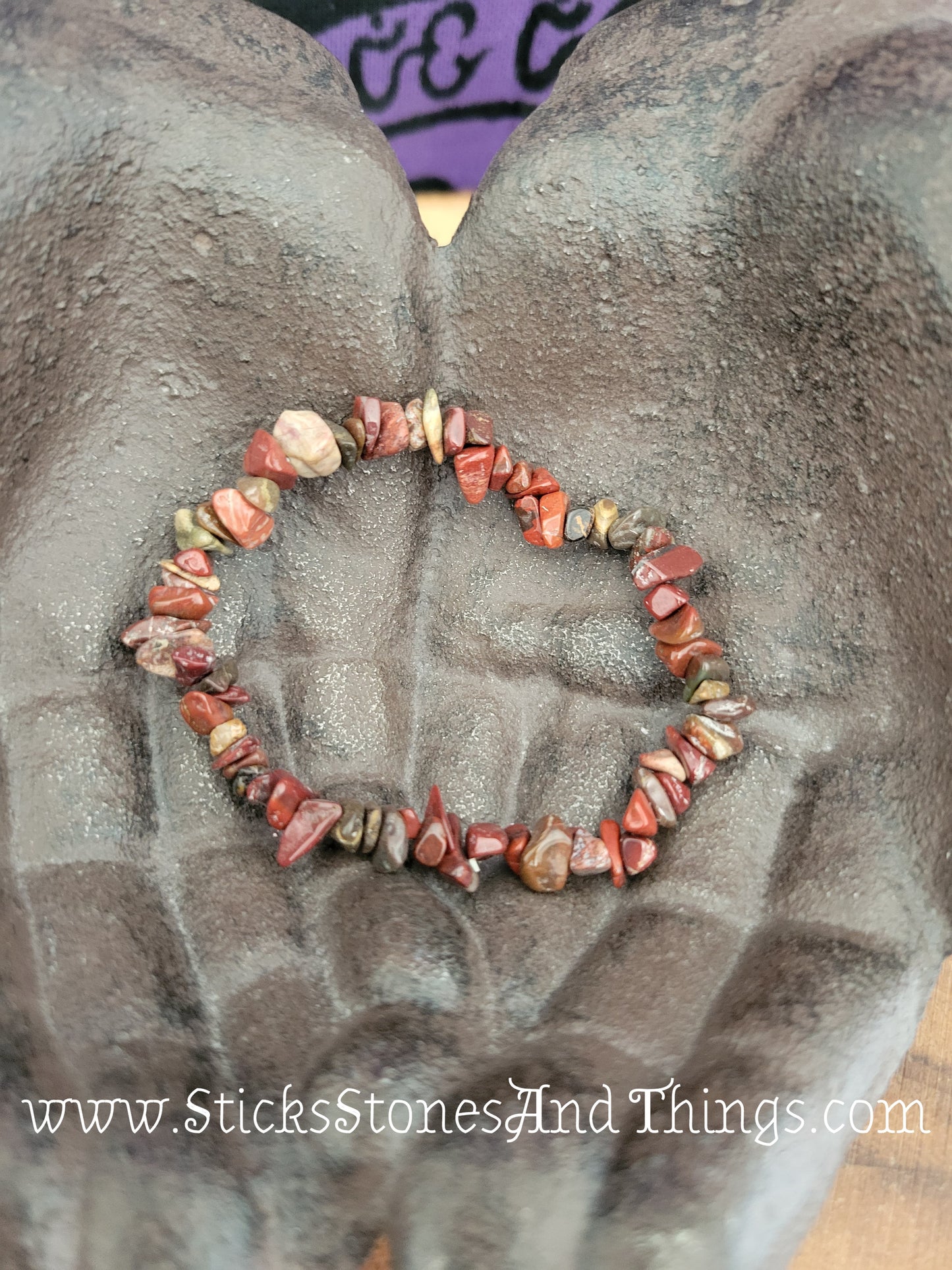 Brecciated Jasper Chip Bead Bracelet 7 inches