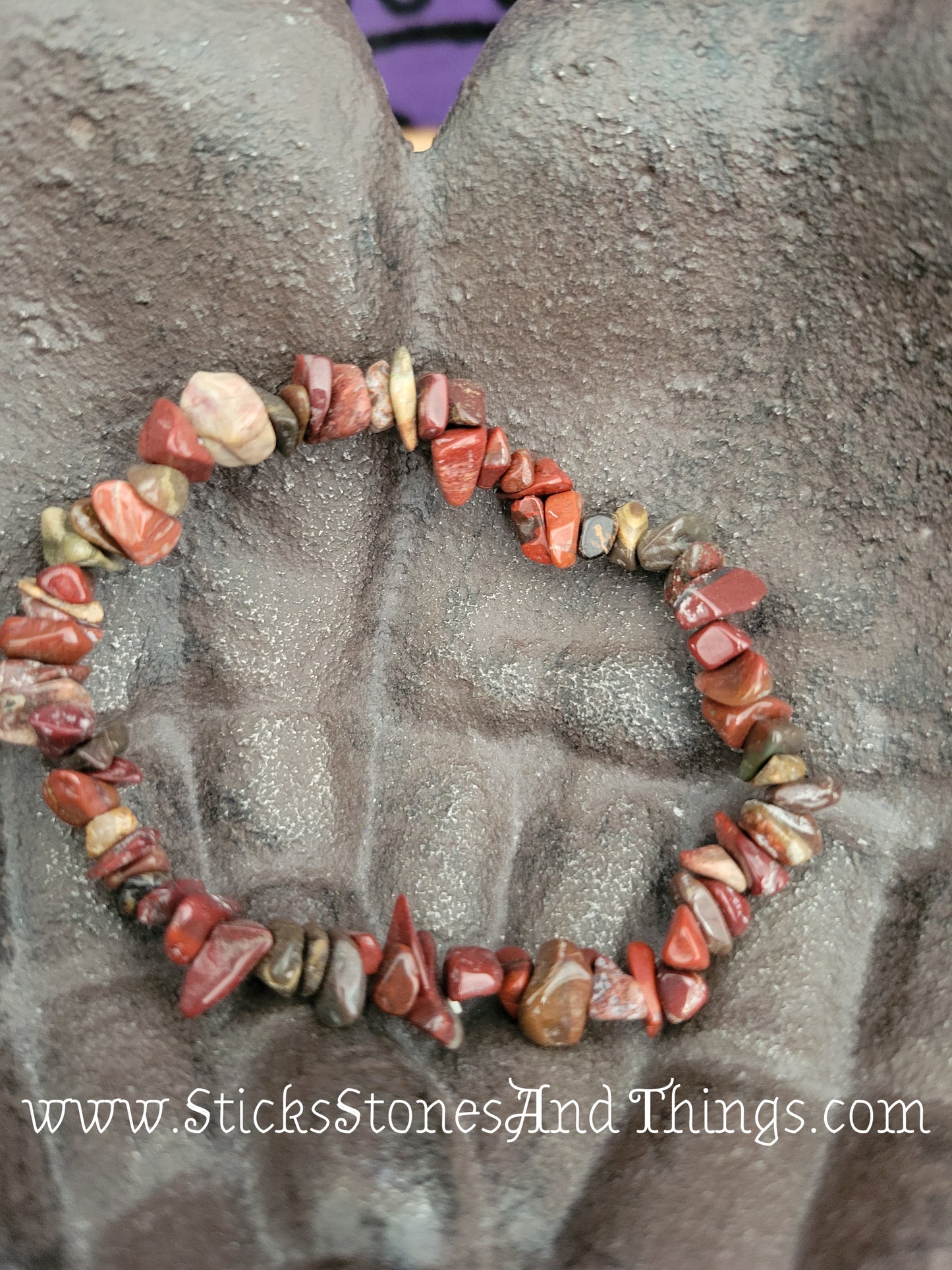 Brecciated Jasper Chip Bead Bracelet 7 inches