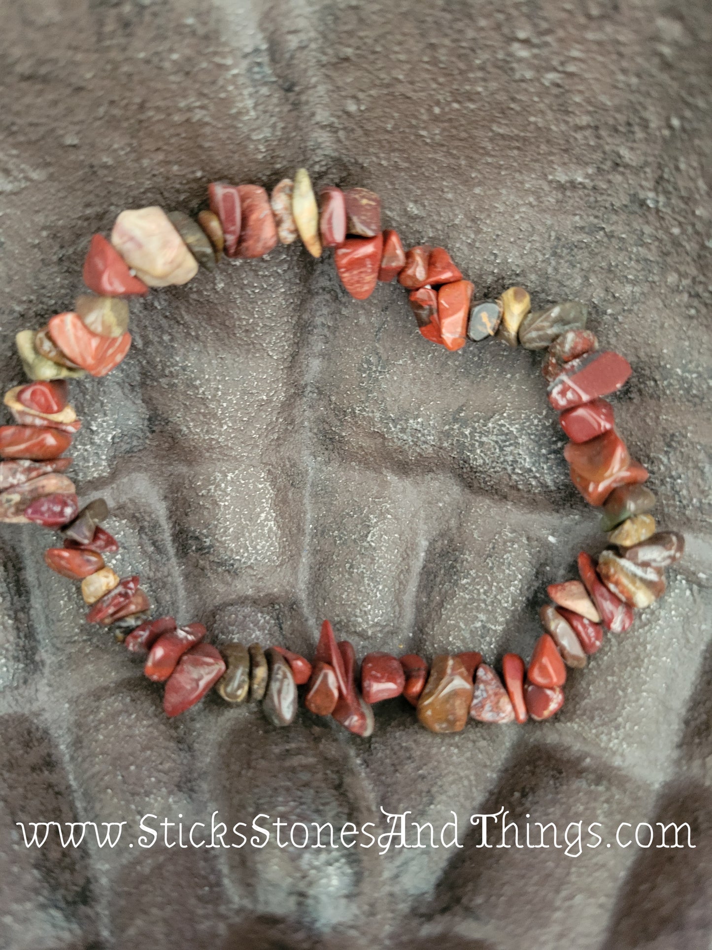 Brecciated Jasper Chip Bead Bracelet 7 inches