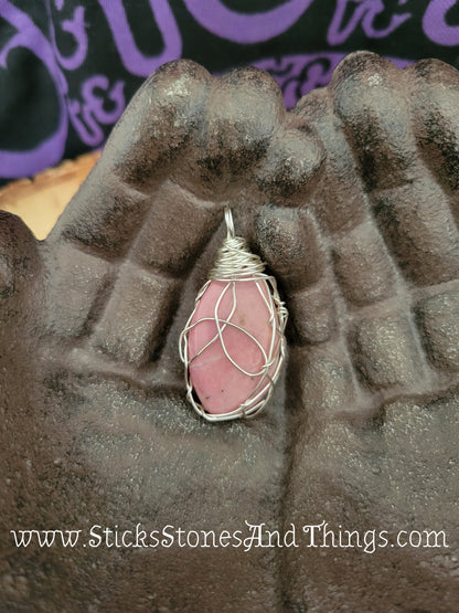 Rhodochrosite Wire-Wrapped Pendant