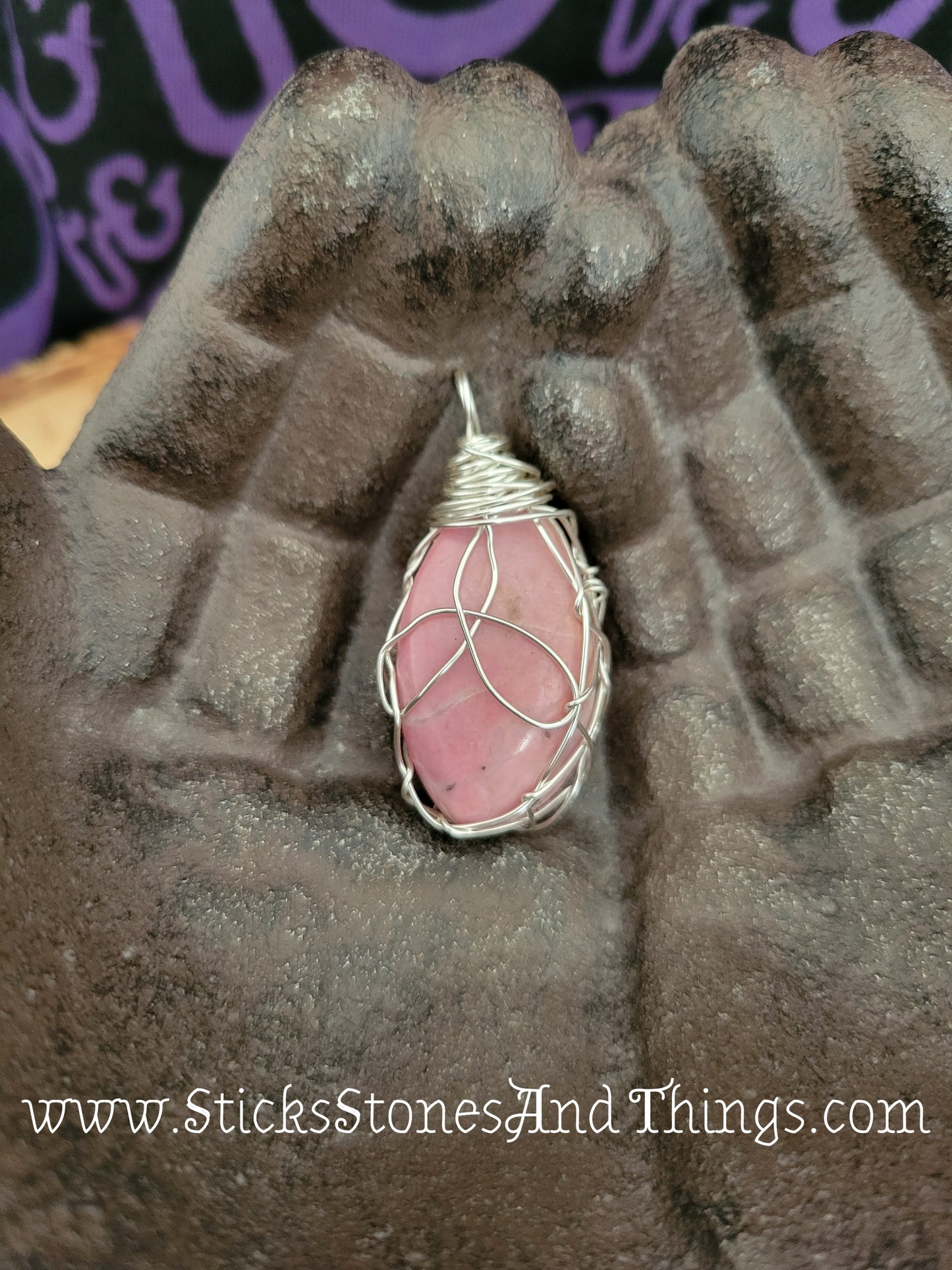 Rhodochrosite Wire-Wrapped Pendant