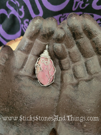 Rhodochrosite Wire-Wrapped Pendant