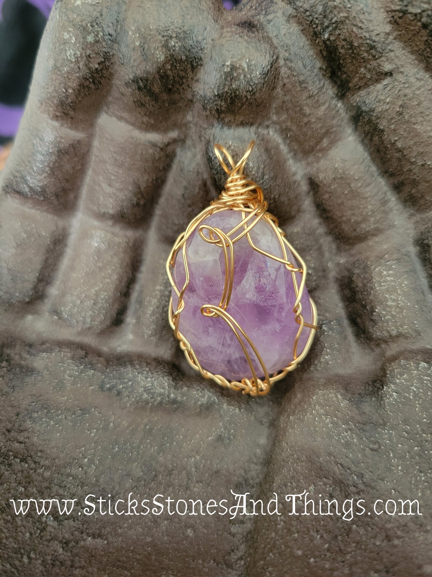 Amethyst Wire-Wrapped Pendant