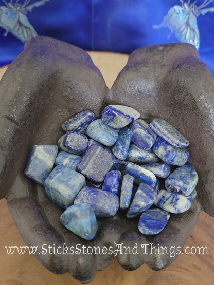 Lapis Lazuli tumbled stone (A-B Grade) .75-1 inch