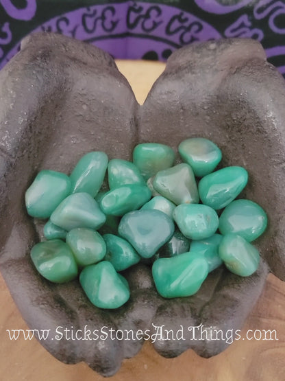 Green Agate tumbled stone 1 inch