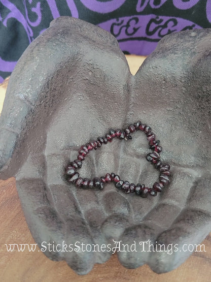 Garnet Bead Bracelet 6.5 inches