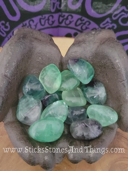 Rainbow Fluorite tumbles stone 1.25 inches