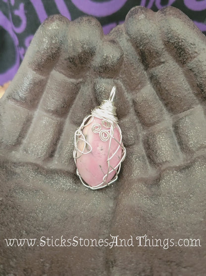 Rhodochrosite Wire-Wrapped Pendant