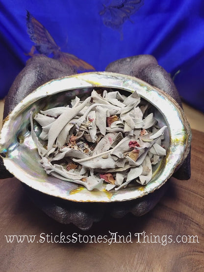 White Sage, Copal, Lavender and Rose Loose Smudge Blend